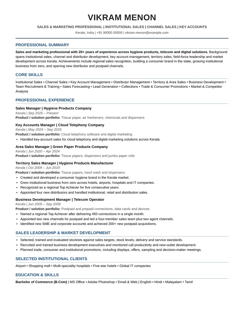 Anonymized single-column executive classic resume sample