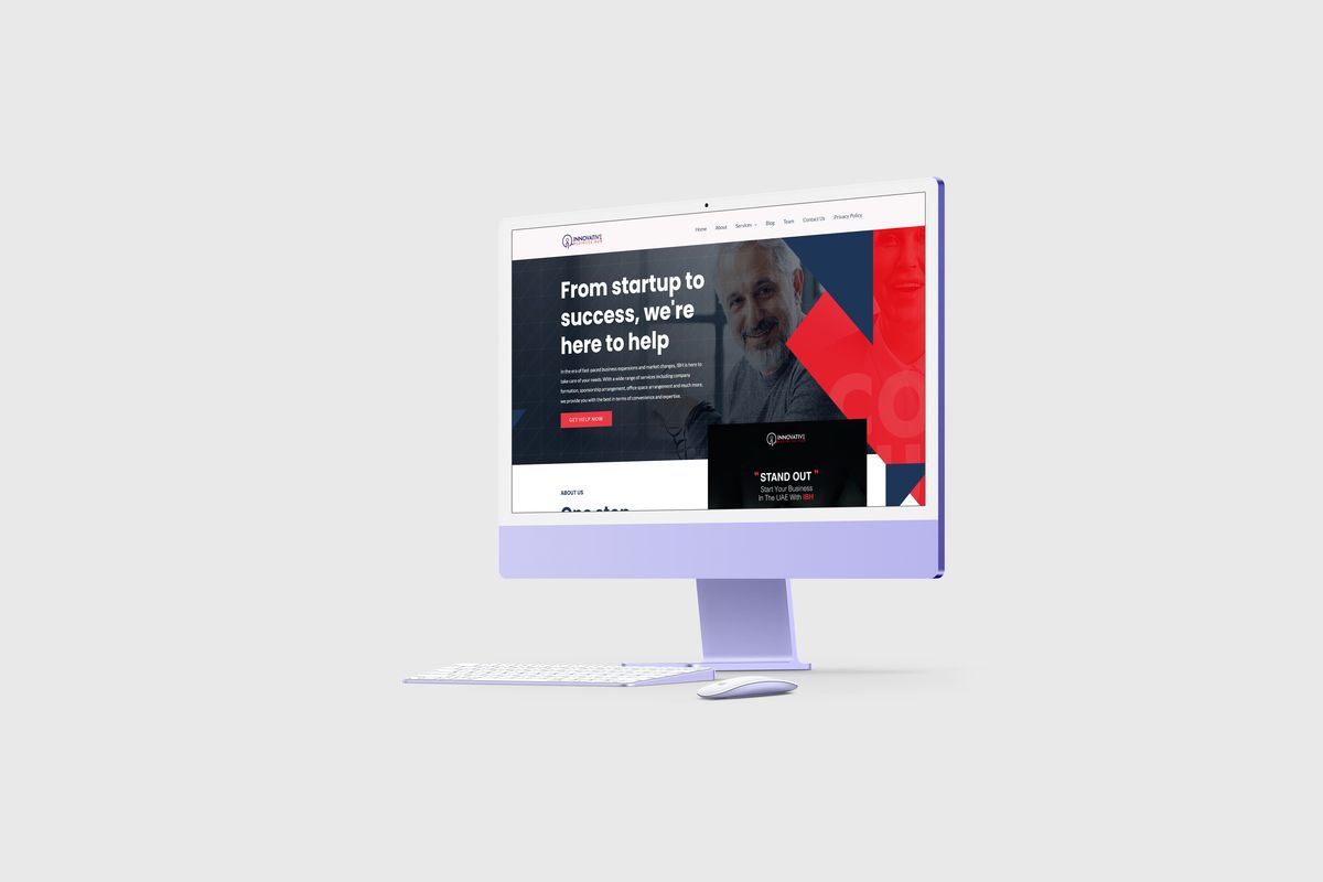 Innovative Business Hub website homepage on desktop