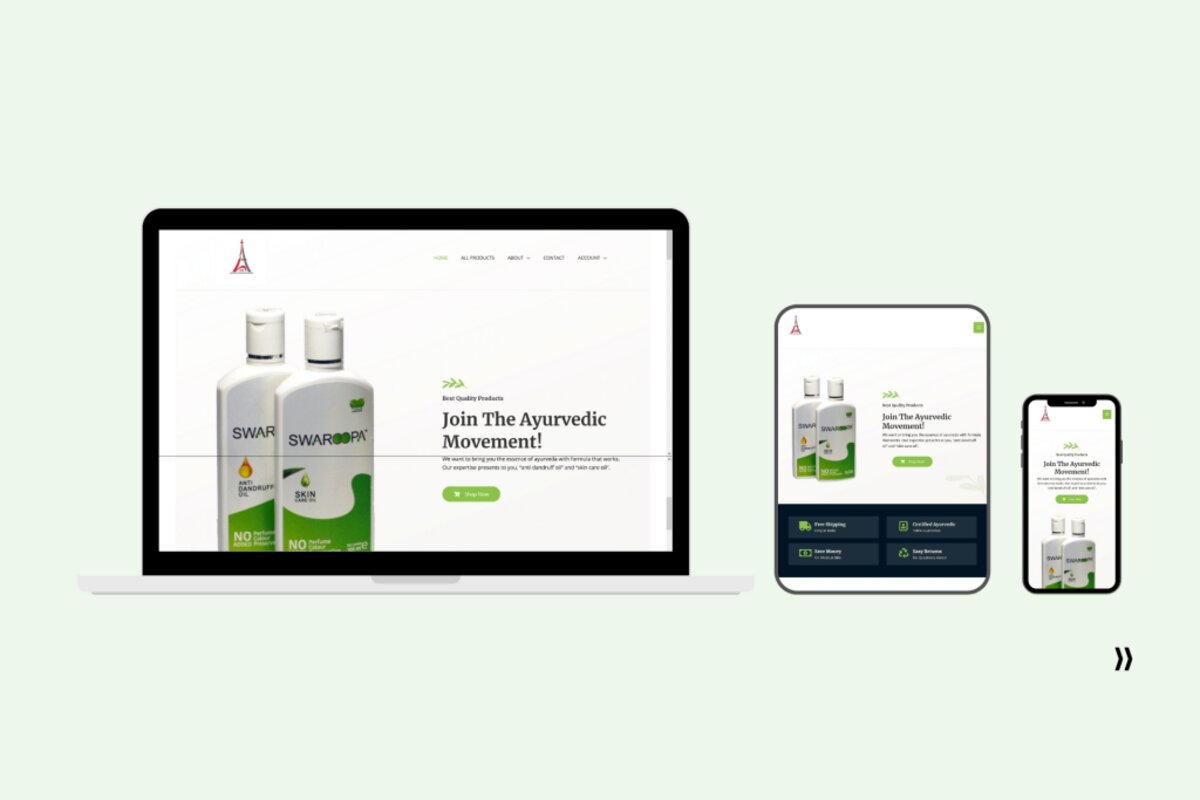 Swaroopa Care website shown across laptop, tablet and mobile devices